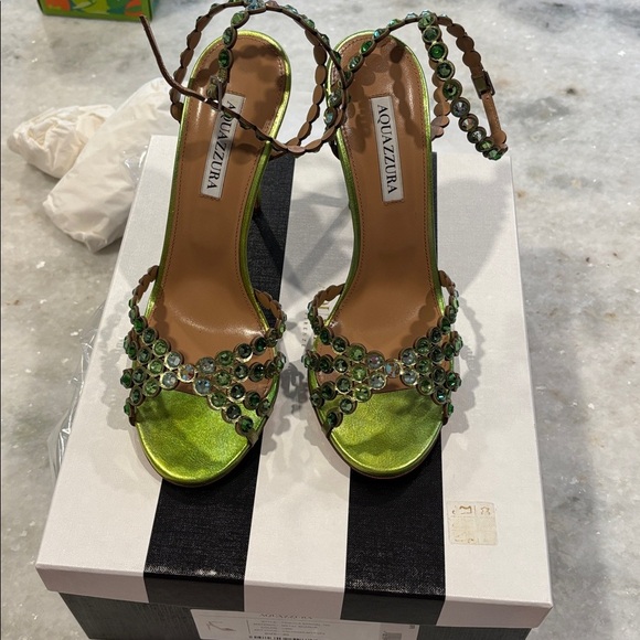 BNIB Aquazzura tequila sandal 105mm-size 40- LIME - Picture 2 of 13